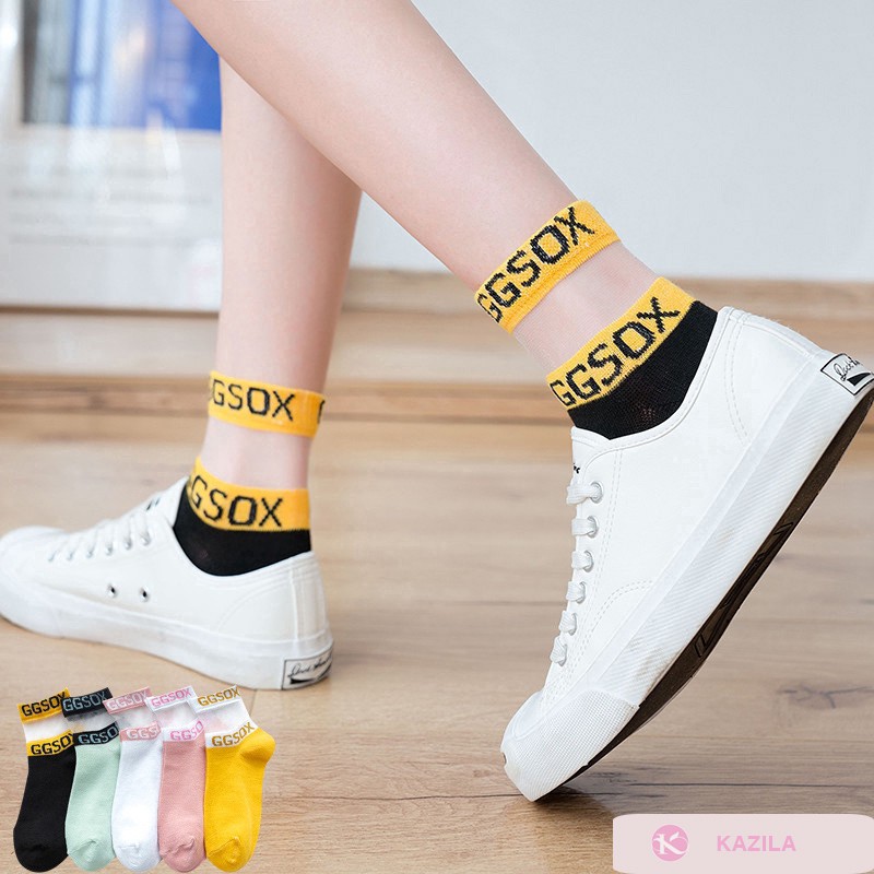 Tất nữ (vớ nữ) GGSOX cổ phối lưới lụa phong cách Hàn Quốc, tất vớ nữ cute đi giày thể thao siêu đẹp Kazila T3