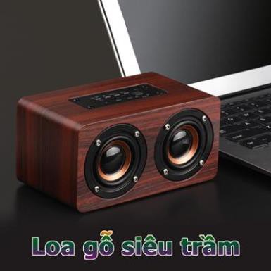 Loa gỗ Super Bass Vi tính -Loa bluetooth âm thanh nổi HIFI Stereo speaker W5