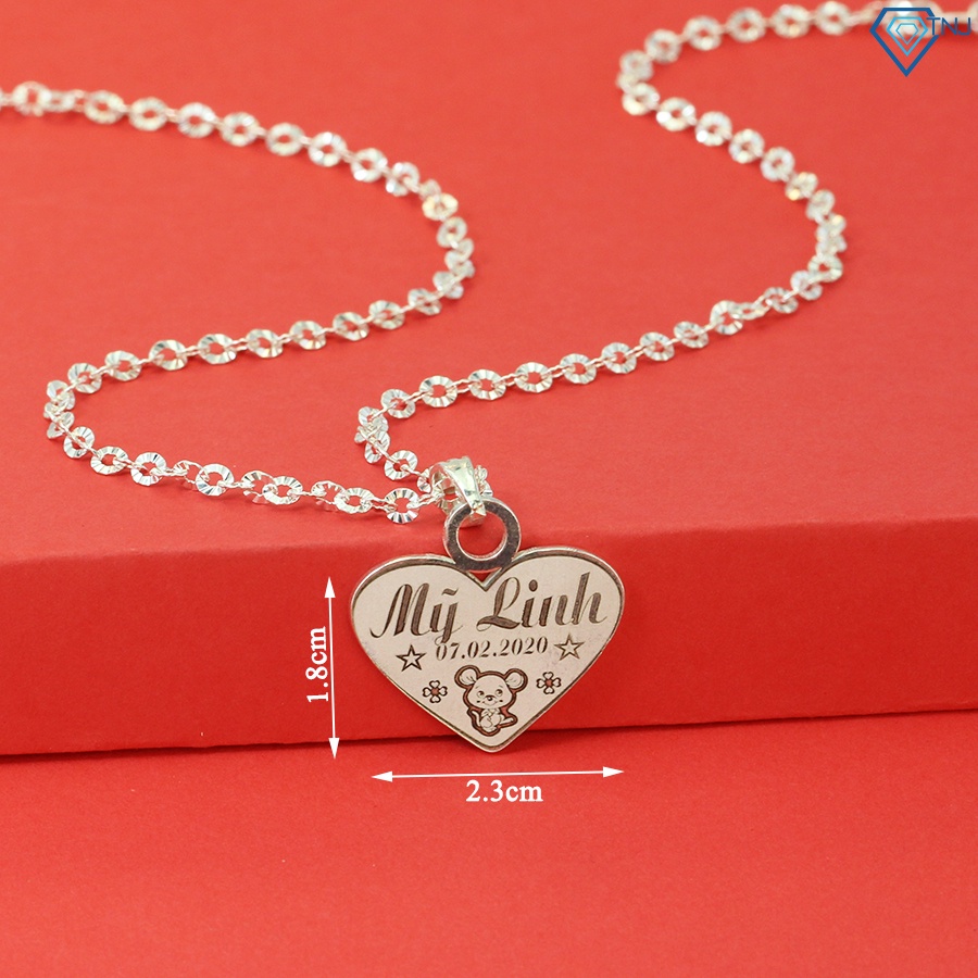 Vòng cổ bạc cho bé gái hình trái tim khắc tên DCT0075 Trang Sức TNJ