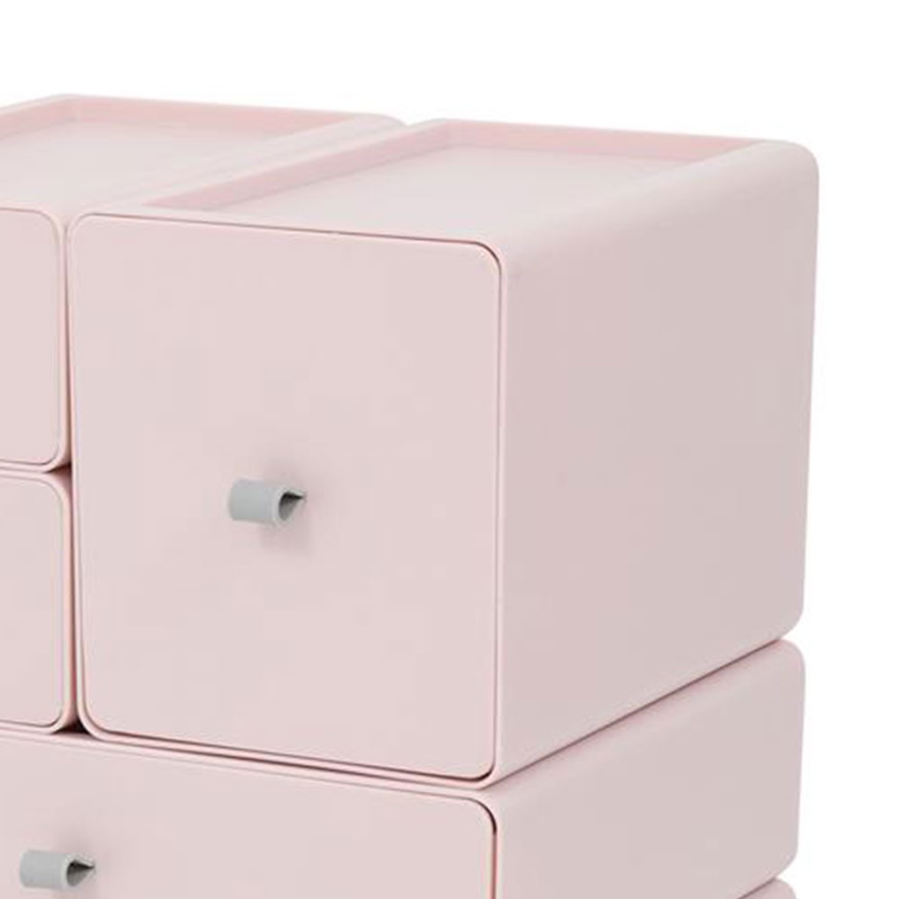 HomeBase ACCO Hộp nhựa dạng ngăn kéo có thể xếp chồng lên nhau thành tủ Size L C15.3xR13.3xS21cm màu hồng