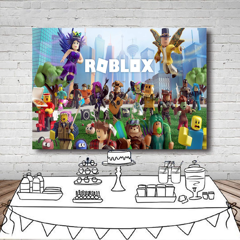 Bộ poster Hoạt Hình Nhiều Màu Sắc Chủ Đề Trang Trí Tiệc Sinh Nhật  roblox backdrop party