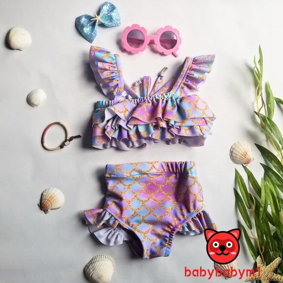 Bộ Đồ Bơi Bikini Phong Cách Nàng Tiên Cá Cho Bé Gái 1-5 Tuổi