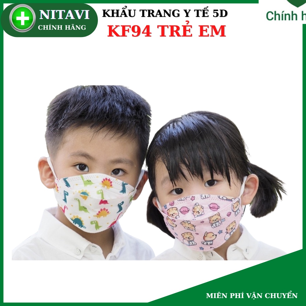 Khẩu trang trẻ em KF94 Khẩu Trang cho bé 5D Chất liệu dệt PP Kháng Khuẩn Họa Tiết Đáng Yêu