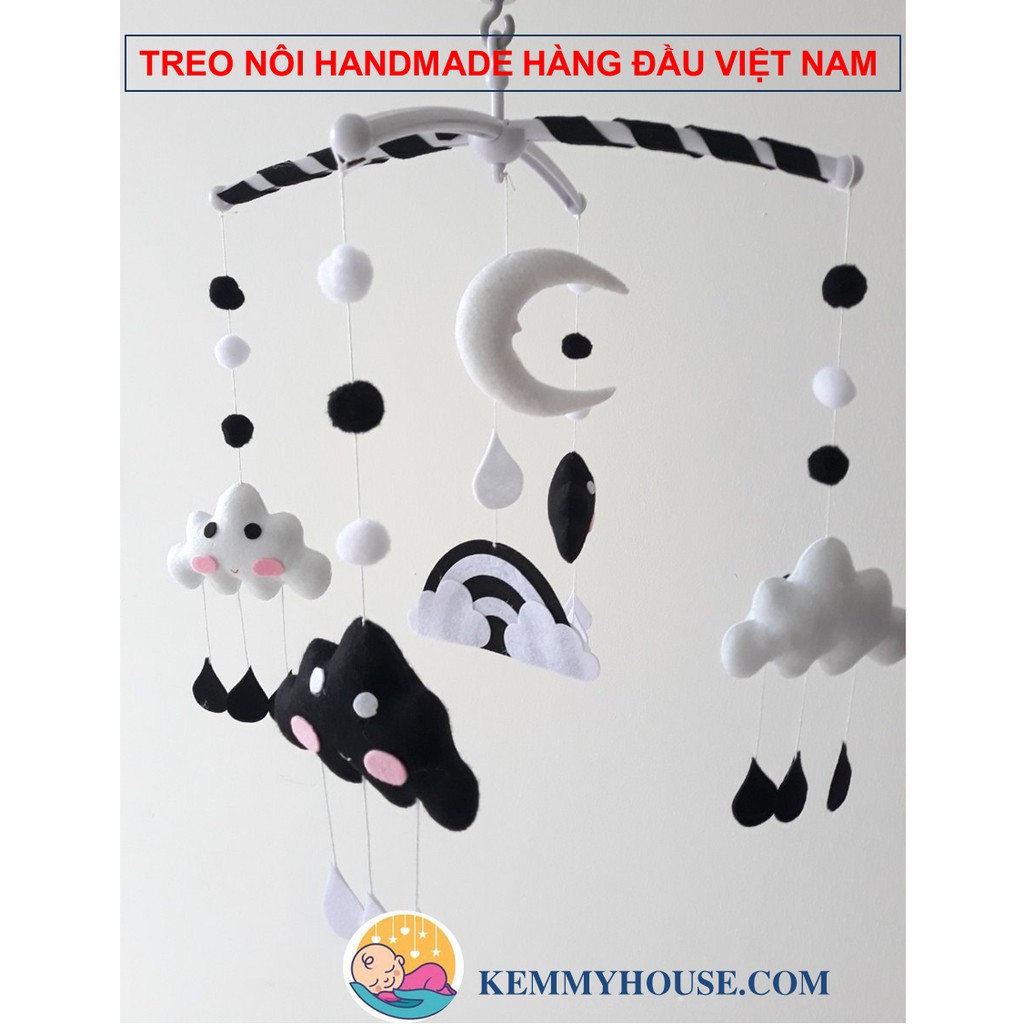 (Cực rẻ) Mẫu treo nôi đen trắng handmade kích thích thị giác cho bé