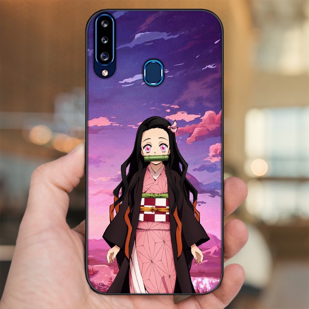 Ốp lưng Samsung A20S viền đen in hình Nezuko Kimetsu no Yaiba