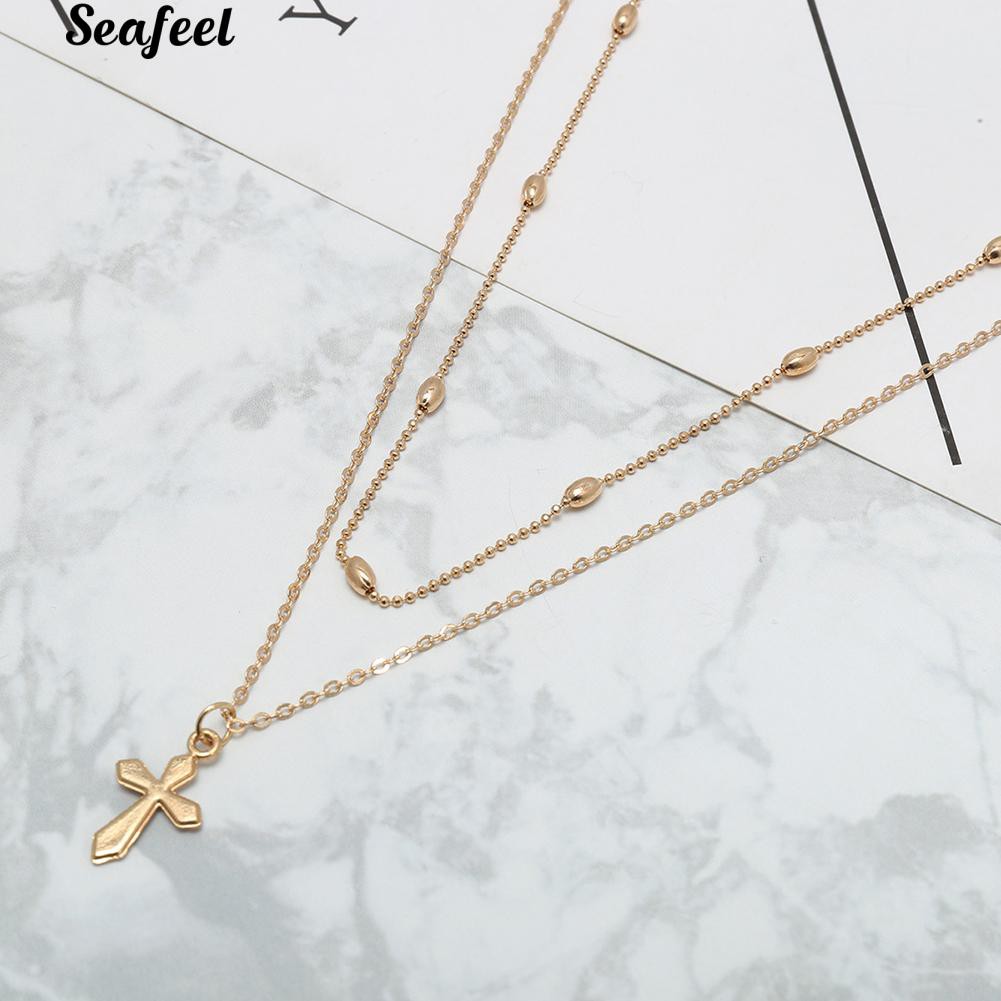 Vòng cổ choker 2 lớp mặt hình thánh giá