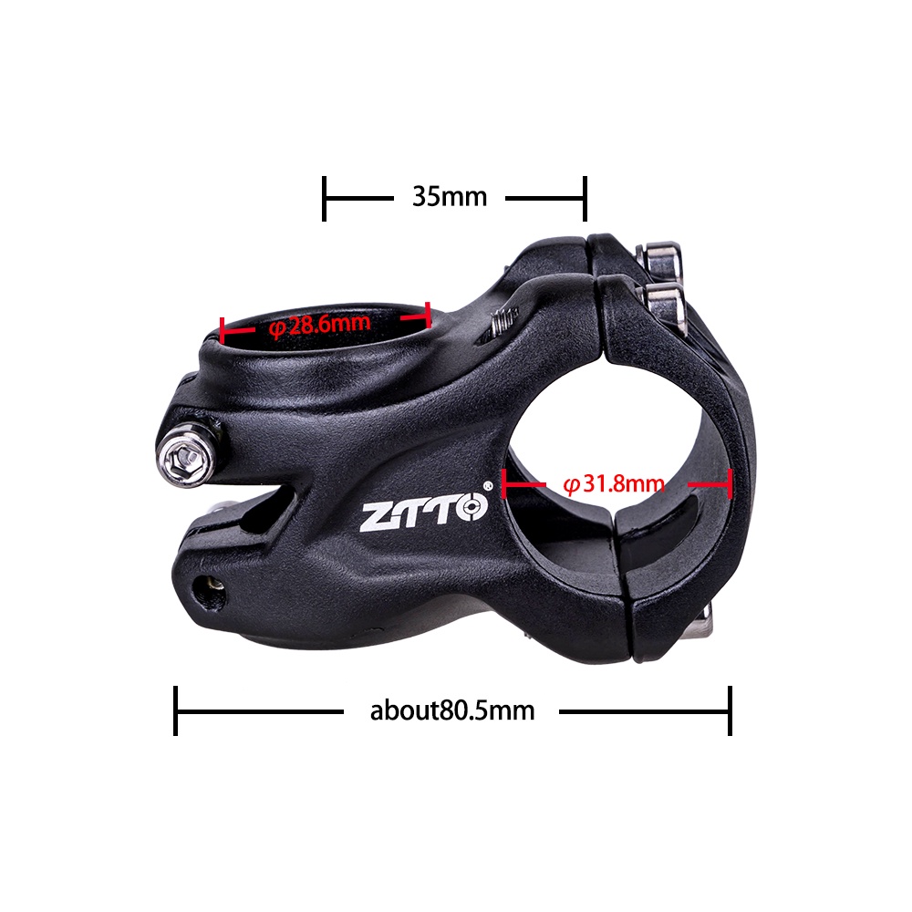Trục nối Ztto ngắn màu đen nhẹ 0 độ 35mm tay lái 31.8mm cho xe đạp mtb