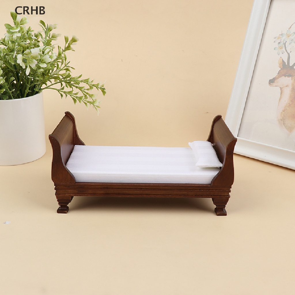 Giường Ngủ Gỗ Trang Trí Nhà Búp Bê Tỉ Lệ 1: 12 Mới