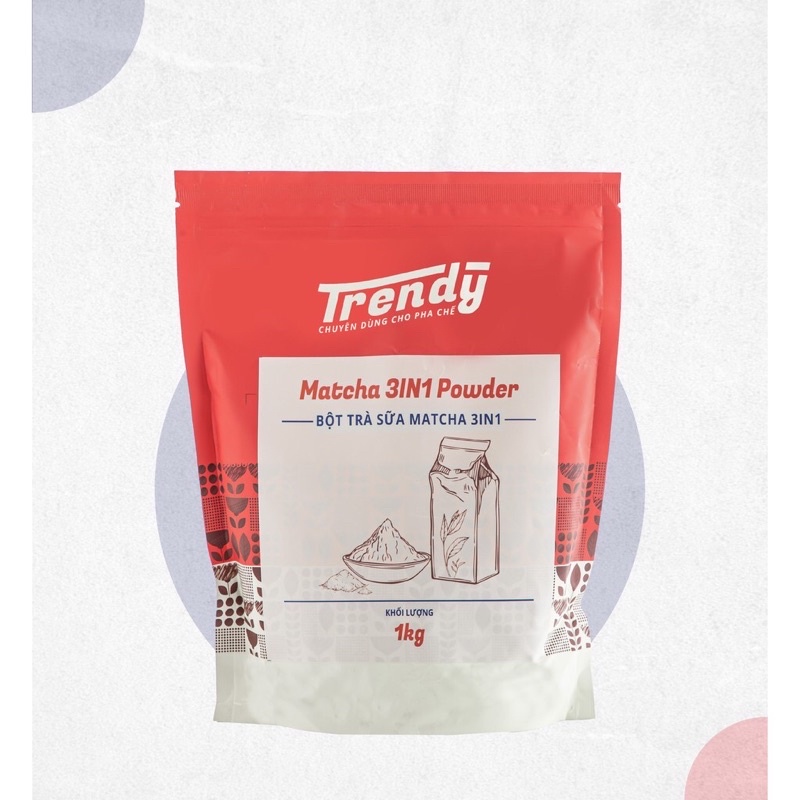 Bột Trà Sữa Matcha TRENDY 3in1 gói 1kg- DÒNG BỘT GIÁ RẺ