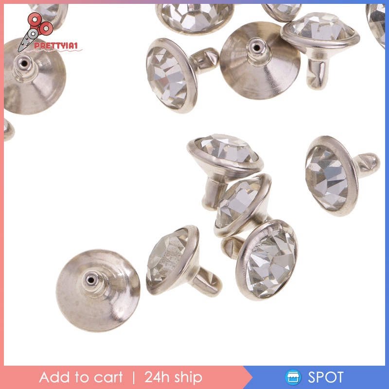 1 [Prettyia] 50x Nút Đinh Tán Đính Kim Cương Giả Trang Trí Túi Xách / Vò