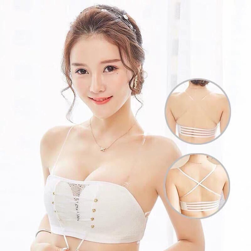 Áo Lót Ren Cup Ngực - Áo Ngực Ren Không Gọng Dây Rút Chống Tụt Đệm Dày Bàn Tay Nâng Ngực 3058