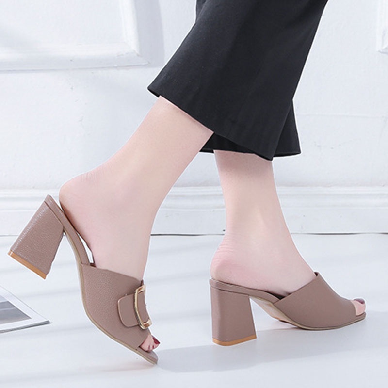 Dép cao gót IELGY hở mũi có khóa thời trang thanh lịch cho nữ