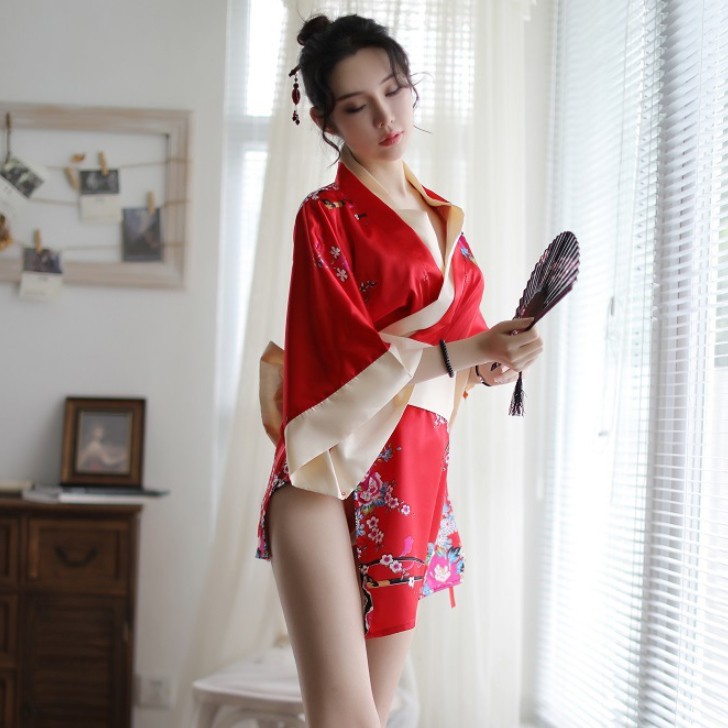 Bộ Đồ Ngủ Kimono In Hoa Quyến Rũ Cho Nữ