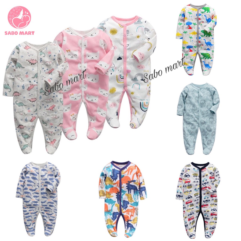 Sleepsuit Cotton, Body Sleep, Body Dài Tay Liền Thân Liền Tất Mix Hãng Cho Bé Hàng Xuất Dư Xịn Sò