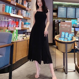 Đầm maxi đen 2s xẻ xt
