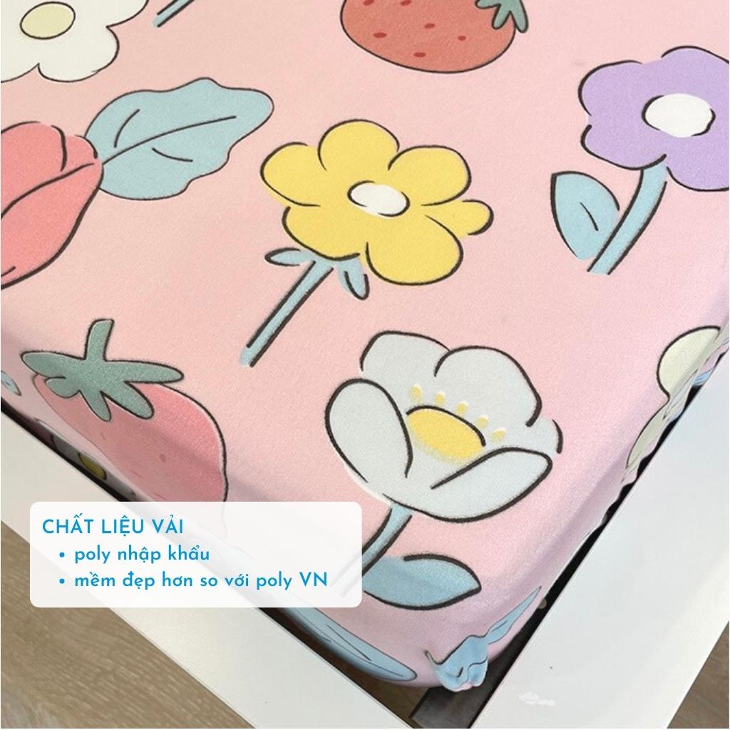 Bộ ga gối cotton 3F hồng, đỏ