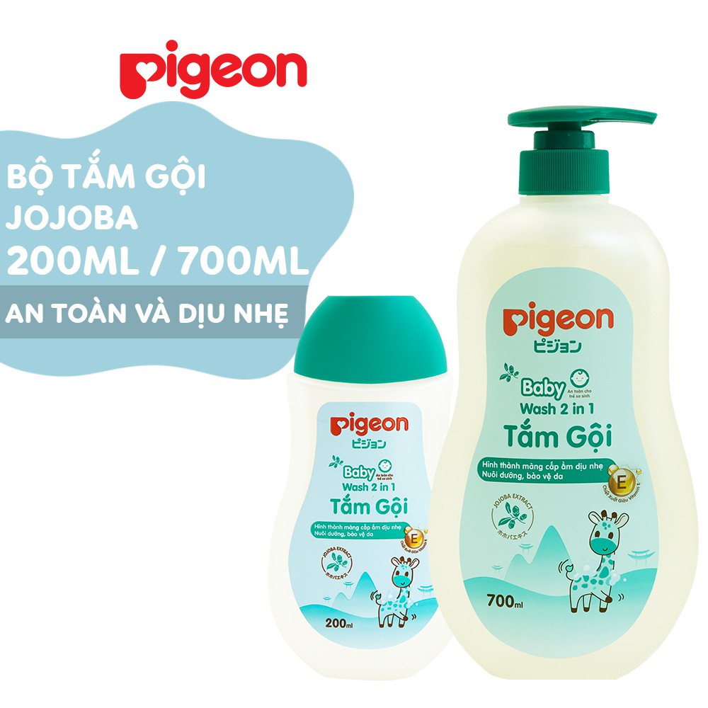 Sữa tắm gội toàn thân cho bé PIGEON Baby Wash 2in1 Jojoba 700ml / 200ml (không chứa paraben)