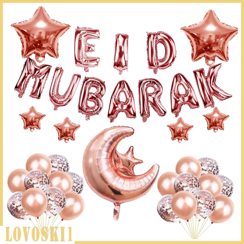 1 Bộ Bong Bóng Trang Trí Lễ Hội Eid Mubarak Của Người Hồi Giáo (Lovoski1)
