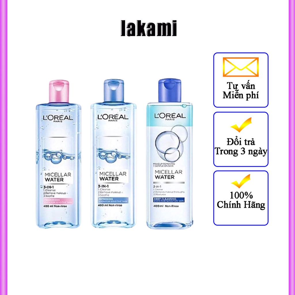 Nước tẩy trang Loreal Paris Micellar Water 3-in-1