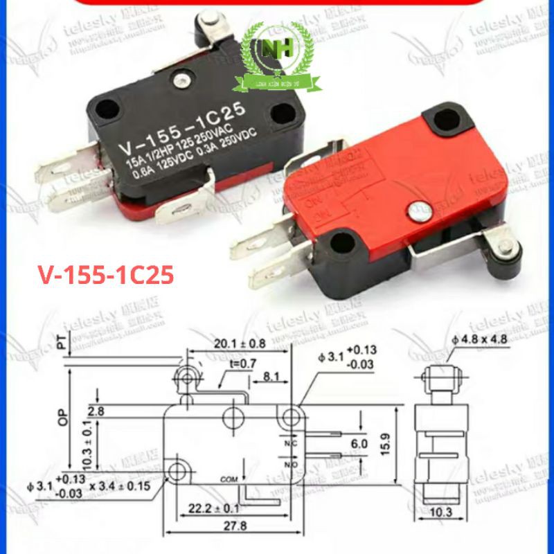 2 Chiếc Công Tắc Hành Trình 3 Chân V150/151/152/153/155/156-1C25 15A/250V Loại Tốt