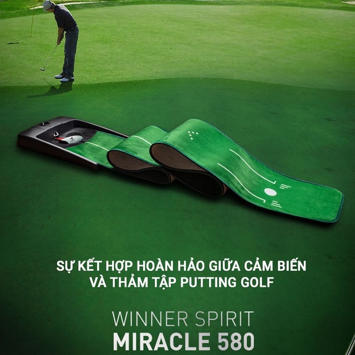 Thảm Tập Golf Putting Winner Spirit MIRACLE 580 Tự Động Trả Bóng Cảm Biến Điện Tử Siêu Nhạy