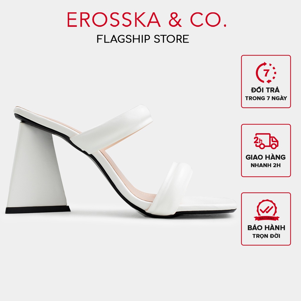 Erosska - Dép cao gót nữ 2022 mũi vuông 2 quai ngang cao 9cm - EM090