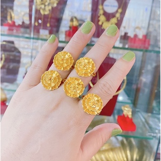 Nhẫn cưới kiểu hoa dát vàng 24k mẫu mới về nhẫn có in 9999
