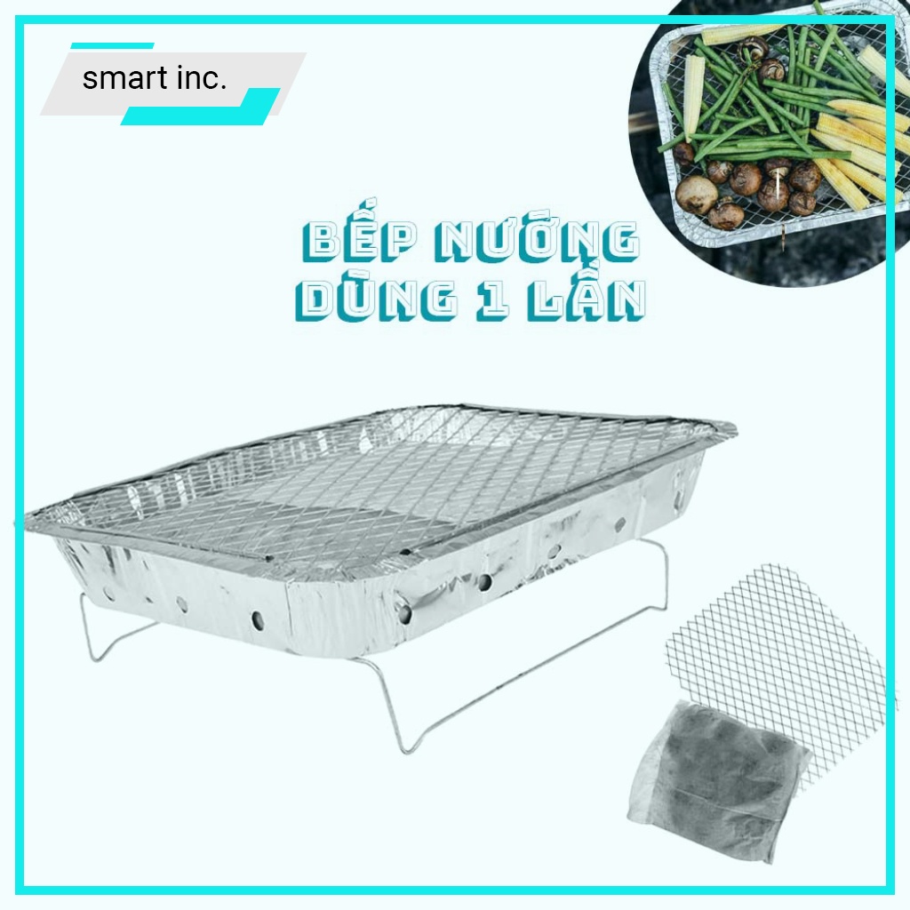 Bếp Nướng Than BBQ Lò Nướng Than Vỉ Nướng Ngoài Trời Dùng 1 Lần