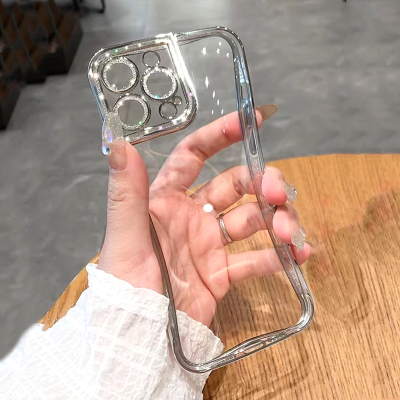 Ốp Điện Thoại Silicon Mềm Trong Suốt Mạ Kim Tuyến Sang Trọng Cho iPhone 13 12 11 Pro Max XS XR X R 8 7 Plus 13 13Pro