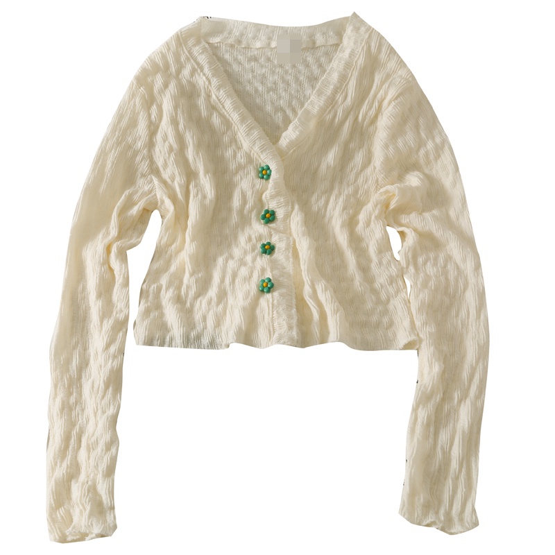 Áo sơ mi ba nút mỏng họa tiết hoa cổ thấp thời trang mùa thu cho nữ 2021 | BigBuy360 - bigbuy360.vn