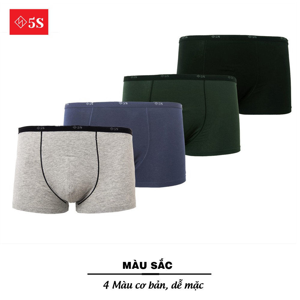 Combo 3 Quần Sịp Nam Boxer 5S Chất Bamboo Cao Cấp, Cạp Nhỏ,Thấm Hút, Co Giãn, Kháng Khuẩn Cực Tốt (5BX020-02SD)