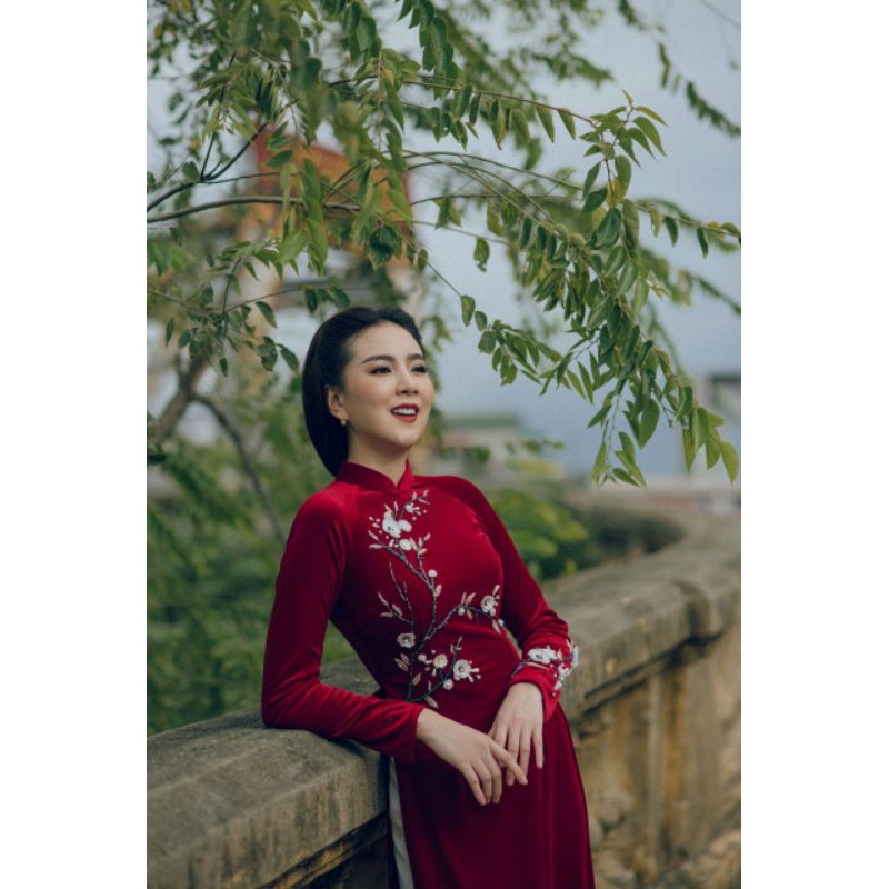 ÁO DÀI NHUNG KẾT HOA CAO CẤP⚡HÀNG ĐẸP - GIÁ RẺ⚡SP Y HÌNH