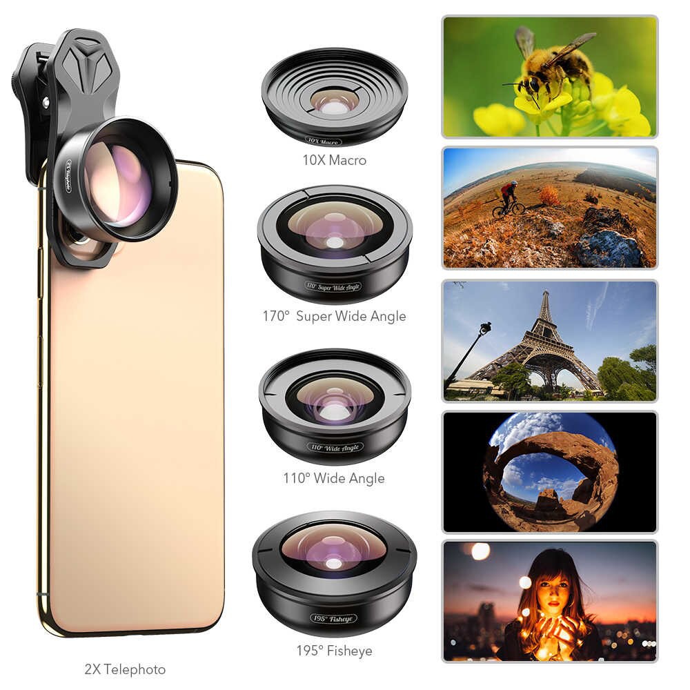 BỘ LENS CAO CẤP 5 IN 1 APEXEL APL-HB5IN1 CHUẨN 4K MODEL 2020