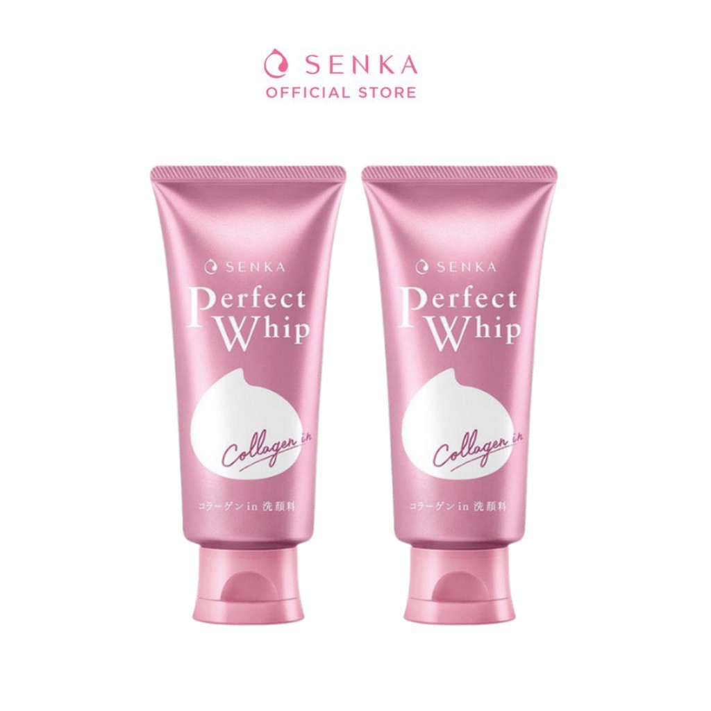 Bộ 02 Sữa rửa mặt tạo bọt bổ sung Collagen Senka Perfect Whip Collagen 120g/chai