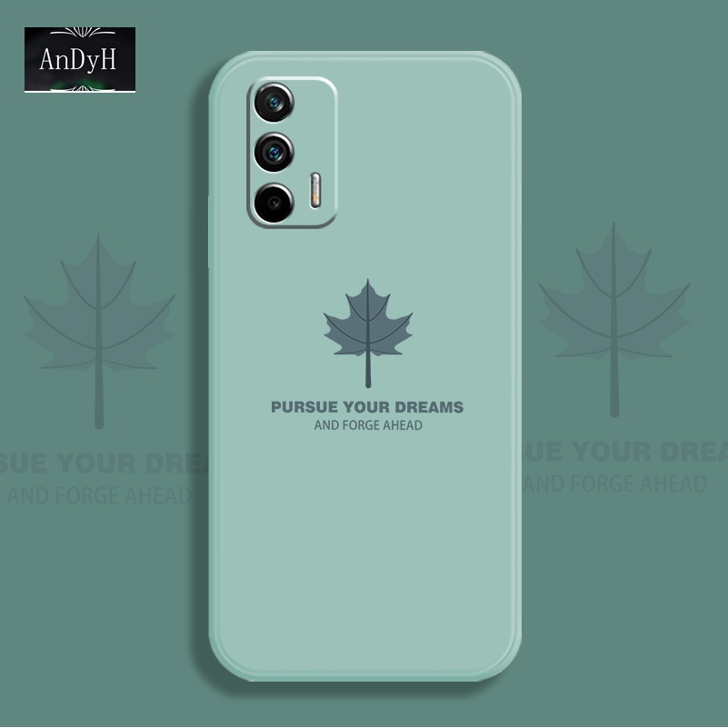 Ốp điện thoại silicon nhám họa tiết lá phong đơn giản có dây đeo cho Oppo Realme Xt Gt X2 Q3 Pro Q3I V13 V15 Realme 8 5g