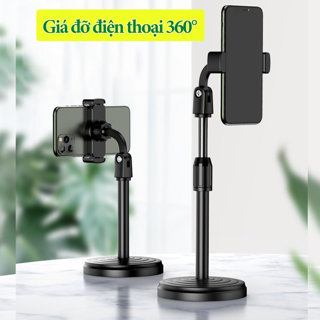 Giá Đỡ Điện Thoại 360 Độ - Kẹp Điện Thoại Để Bàn Xoay Lật Phù Hợp Livestream, Học Online, Quay Vlog