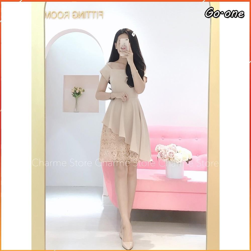 Váy thiết kế trễ vai thắt eo cao cấp - Charme Store