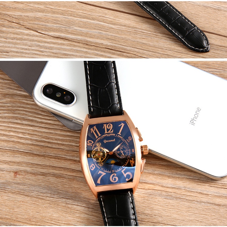 Đồng hồ nam chữ nhật máy cơ SEWOR Tourbillion GUcamel DM06 cao cấp