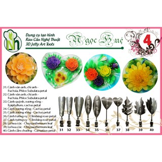 Dụng cụ rau câu 3D Ngọc Huệ (bộ số 4 - hoa quỳnh, xương rồng, cẩm chướng, tường vy, vân anh, chi anh)