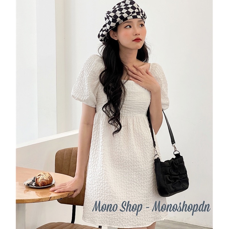 Đầm gấm xốp cột nơ lưng dáng babydoll mặc được hai kiểu Ảnh thật/ sẵn | BigBuy360 - bigbuy360.vn