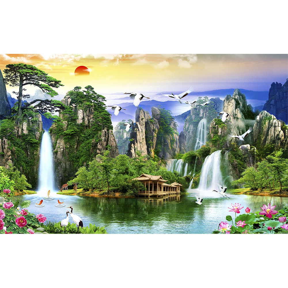 Bộ tranh xếp hình jigsaw puzzle cao cấp 1000 mảnh ghép – Sơn Thủy Hữu Tình