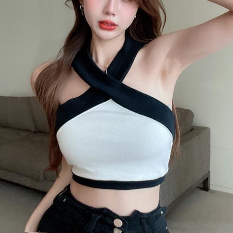 [Ảnh Thật] ÁO YẾM DIỀN TRẮNG, ĐEN, NUDE MẶC ĐƯỢC HAI KIỂU CHIZISHOP ÔM BODY CRT97