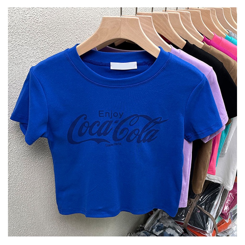 Áo Thun Tay Ngắn Cổ Tròn Form Ôm In Chữ Thời Trang Mùa Hè Cho Nữ