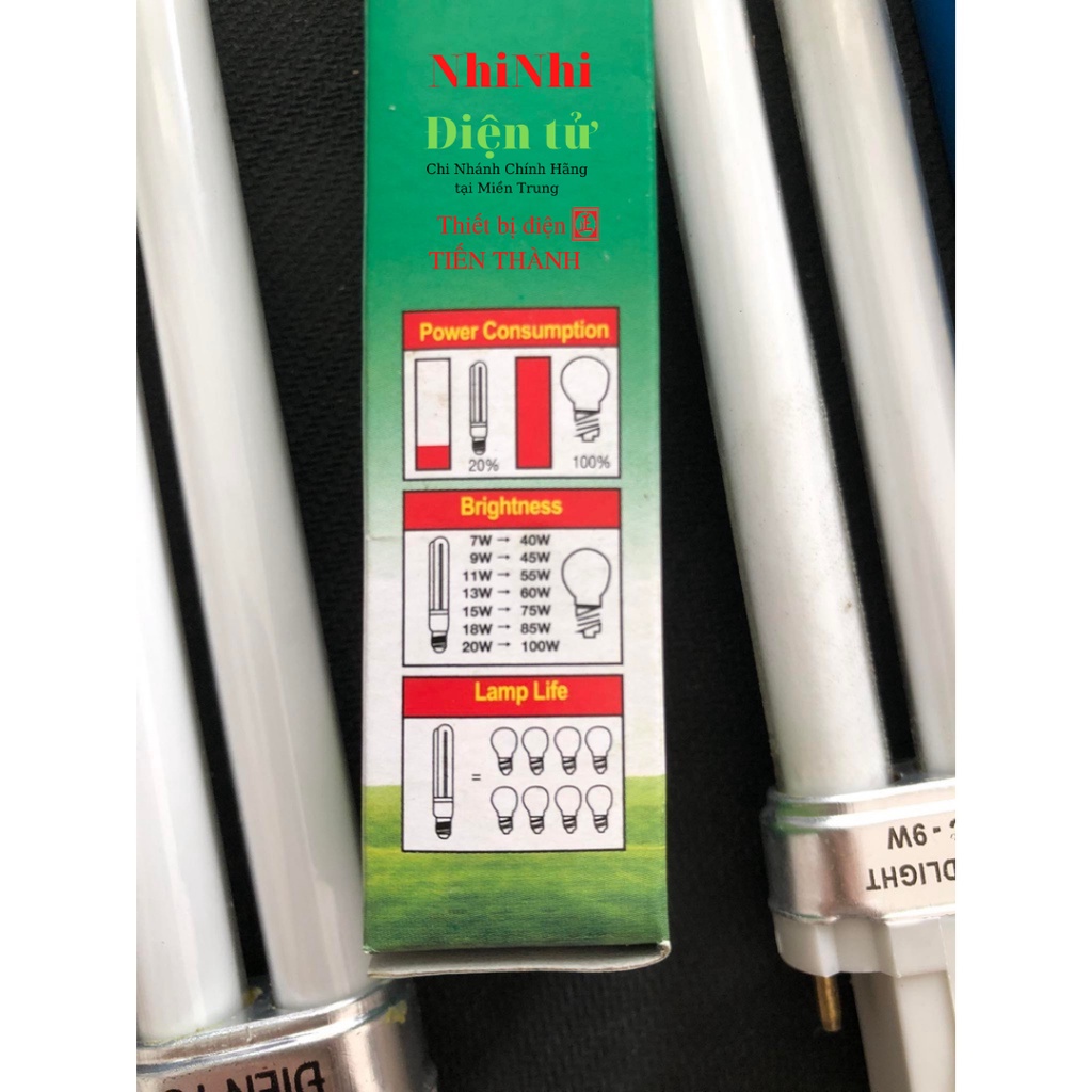 Bóng Đèn Học Sinh Chữ U 9W- 11W Hòa Thái ánh sáng trắng- dùng thay thế bóng đèn học sinh