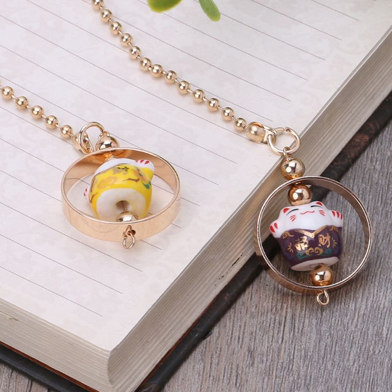 Phụ Kiện Treo Trang Trí Gương Chiếu Hậu Xe Hơi Hình Mèo May Mắn Bằng Gốm Sứ