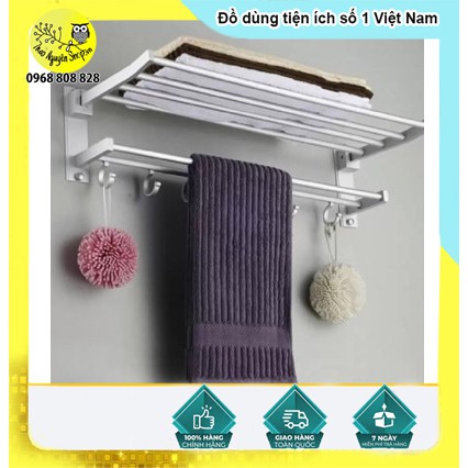 Kệ treo khăn nhà tắm 2 tầng bắt ốc vít / Giá treo khăn 2 tầng có móc treo-T3A5