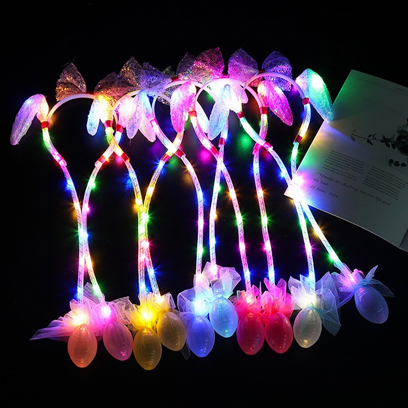 Cài Tóc Tai Thỏ Cử Động Đèn Led Cực Đáng Yêu