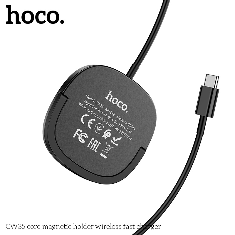 ĐẾ SẠC NHANH KHÔNG DÂY 15W KIÊM GIÁ ĐỠ ĐIỆN THOẠI - HOCO CW35