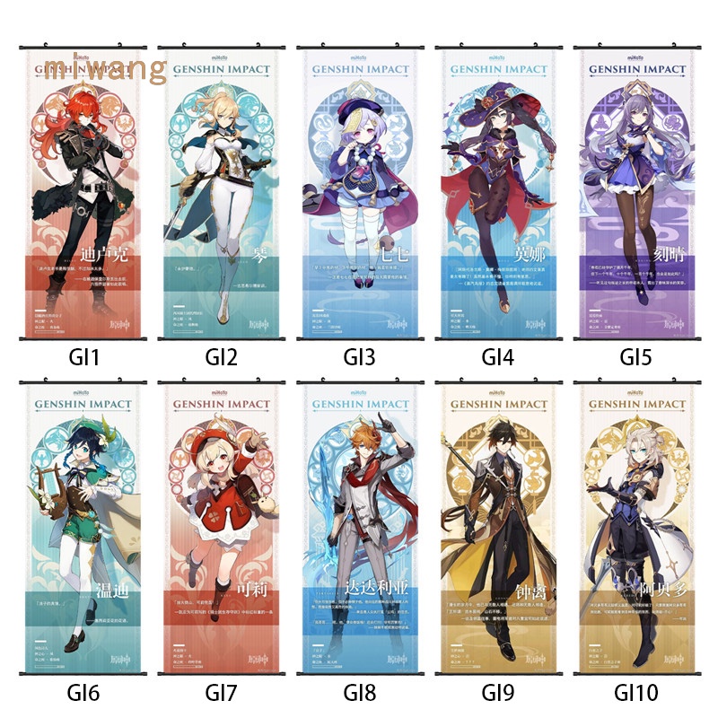 Tranh Vải Canvas Treo Tường Trang Trí Phong Cách Anime Genshin Impact Ganyu Hutao