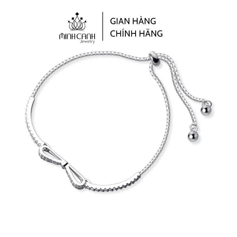 Vòng Tay Bạc 925 Xi Bạch Kim Hình Nơ Điều Chỉnh Kích Thước - Minh Canh Jewelry